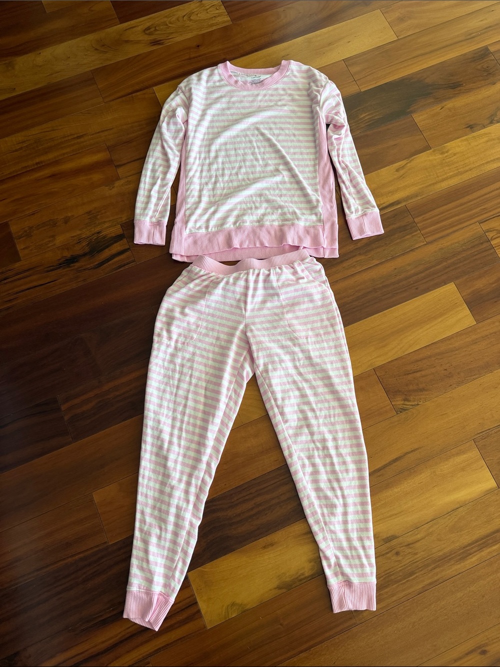 Cuddl Duds Adult Pink Stripe Cotton Pajama Set S
